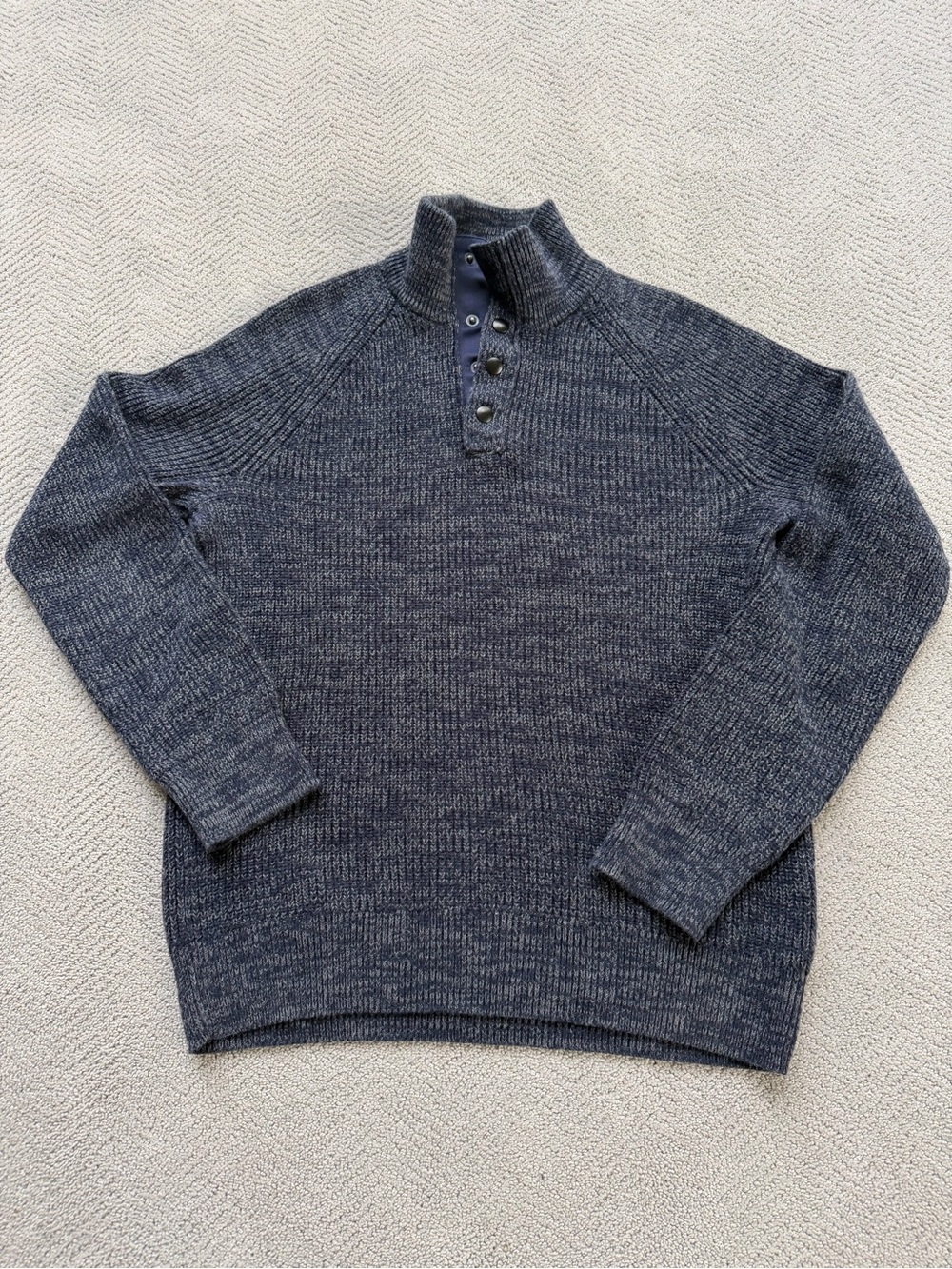 Men's Banana Republic Navy Heather Quarter-Placket Sweater